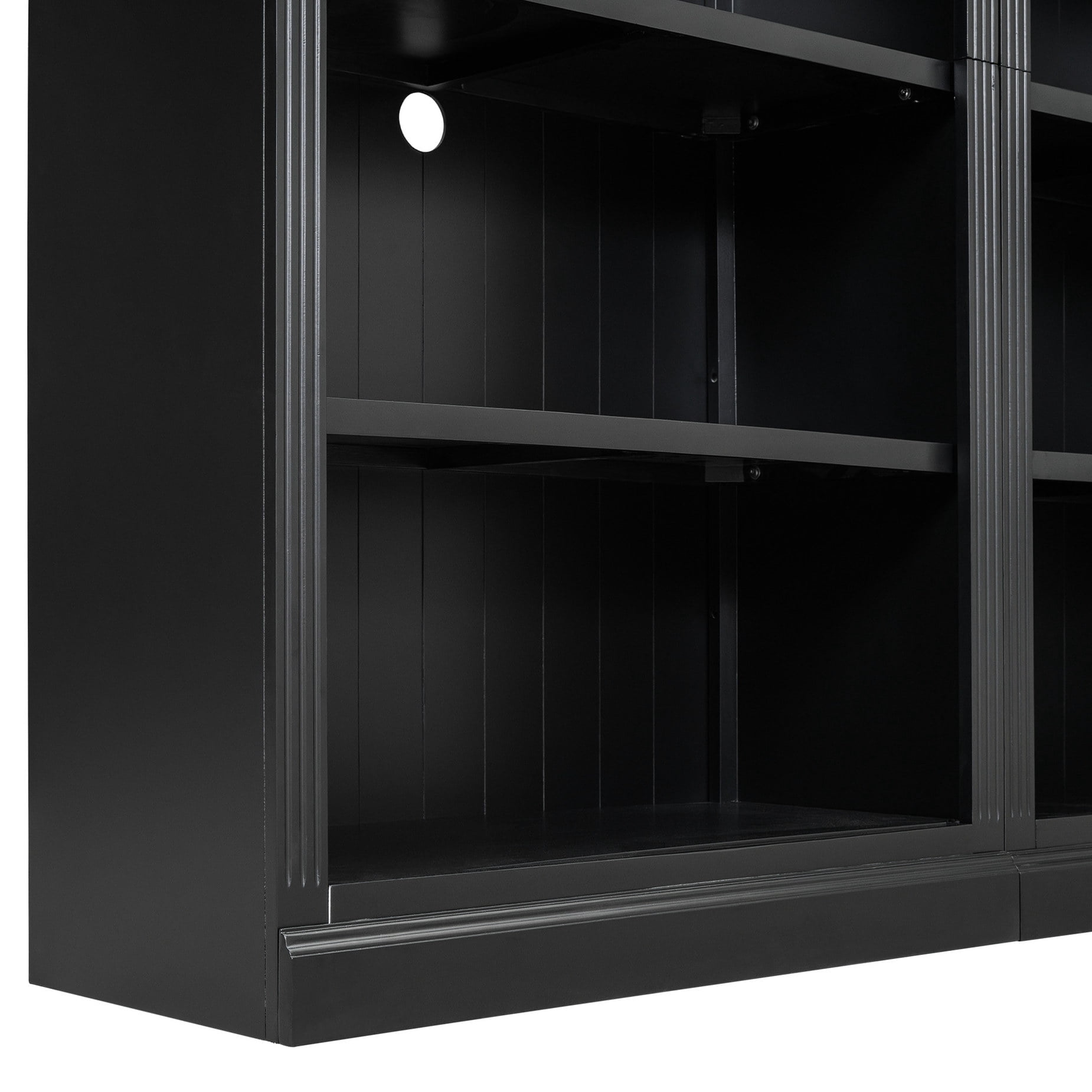 Rectangular Bookcase Black Rectangle 5-Tier Bookcase Suite | LED Lighting with Button ...
