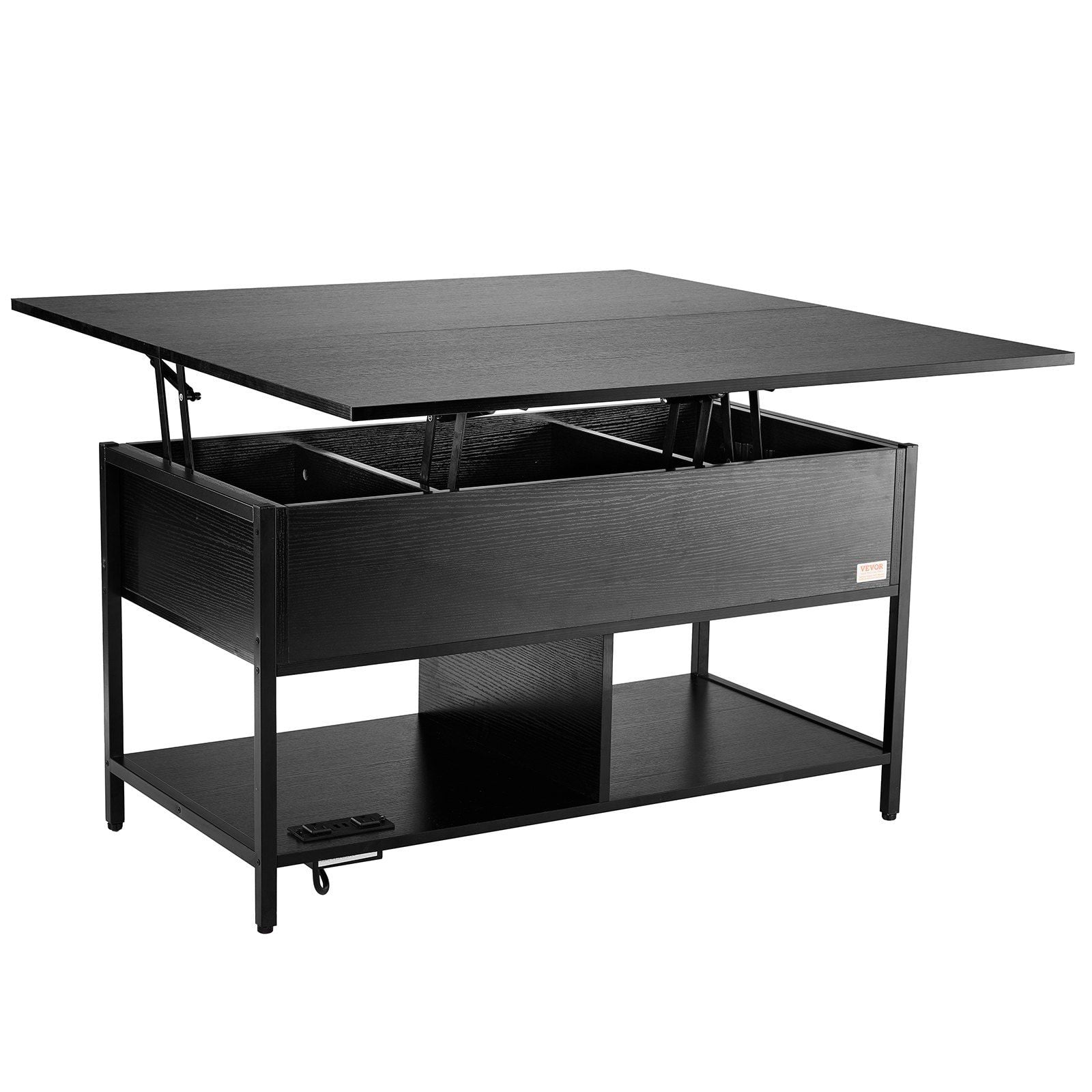Black Rectangle Lift-Top Coffee Table - 39.4" Storage Table with Built ...