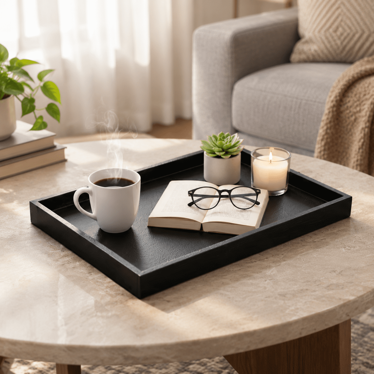 Rectanglets Snacks Black Rectangle Serving Tray, 20