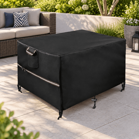 Black Rectangular 44"L x 28"W x 24"H Patio Fire Pit Cover for Outdoor Gas Tables
