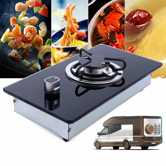Black Rectangular Boat Caravan Burner RV Camper LPG Gas Stove Hob with Tempered Glass Gas Stove