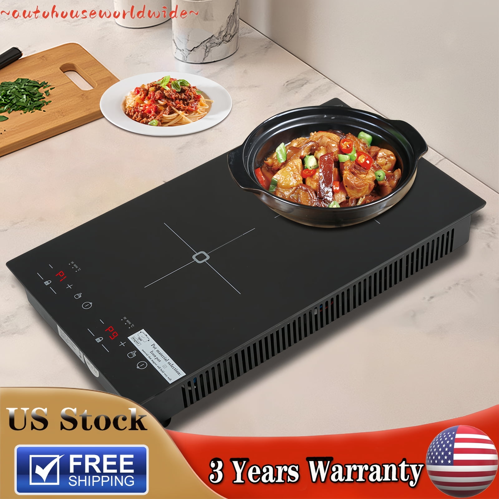 Black Rectangular Double Induction Cooktop Electric Cooktop Induction Cooker