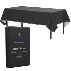Black Rectangular Flannel Backed Table Cover - 54 x 108 inch - Crown Display