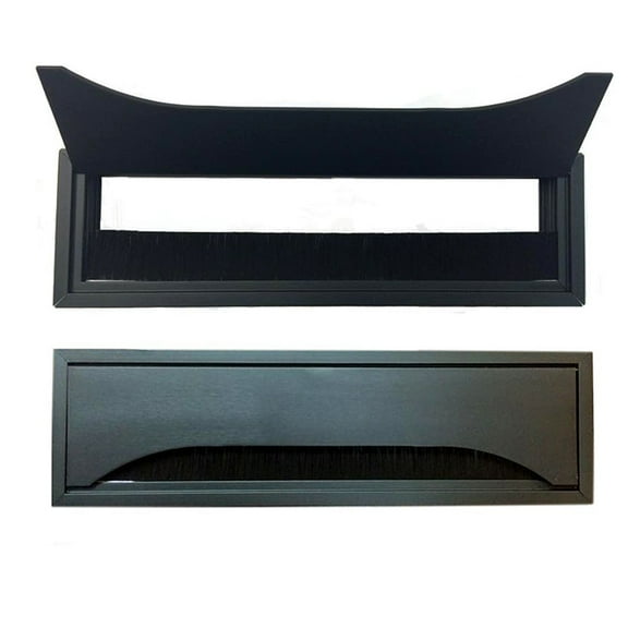 Black Rectangular Metal Table Grommet with Bristles