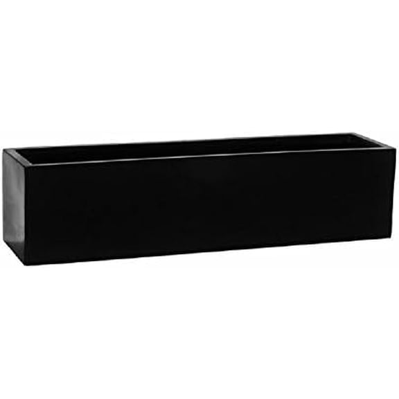 Black Rectangular Planter for Outdoor Plants - Elegant Long Modern Outdoor Flower Pot  8H x 8W x 31.5L$$Garden & Patio