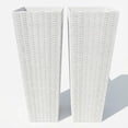 thumbnail image 1 of Black Rectangular Rattan Planters – Set of 2 Tall Outdoor Plastic Flower Pots, 32", 1 of 7