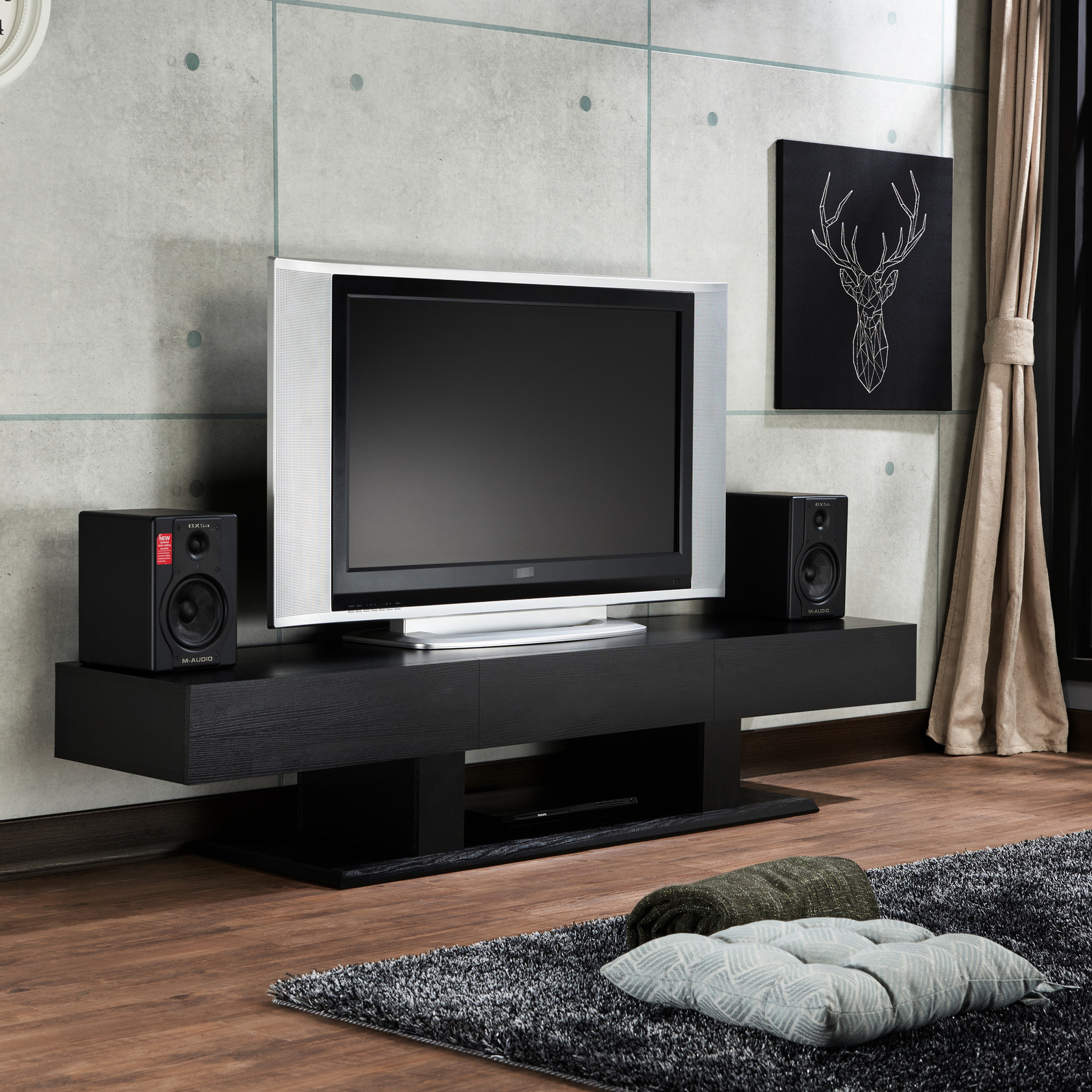 Black Rectangular Shape with Double Pedestal Base | For 40 - 49 Inch ...