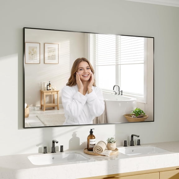 Black Rectangular Wall Mirror 48 Inch L x 30 Inch W