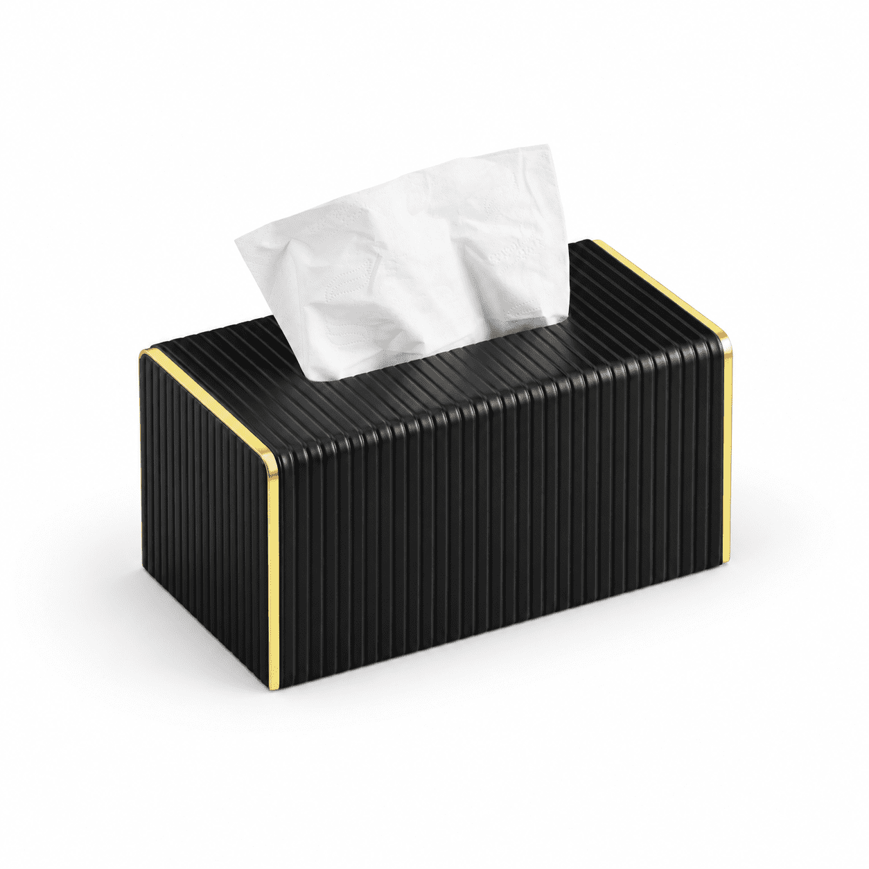 Black Rectangular X-Large PU Leather Tissue Box Cover with Magnetic ...