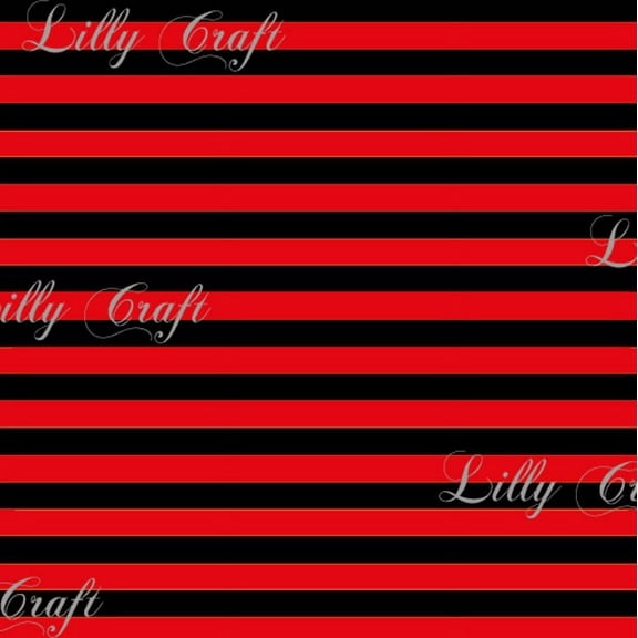 Black Red 1/2" Stripes Poly Cotton Fabric - Sold By The Yard - 58" / 59"
