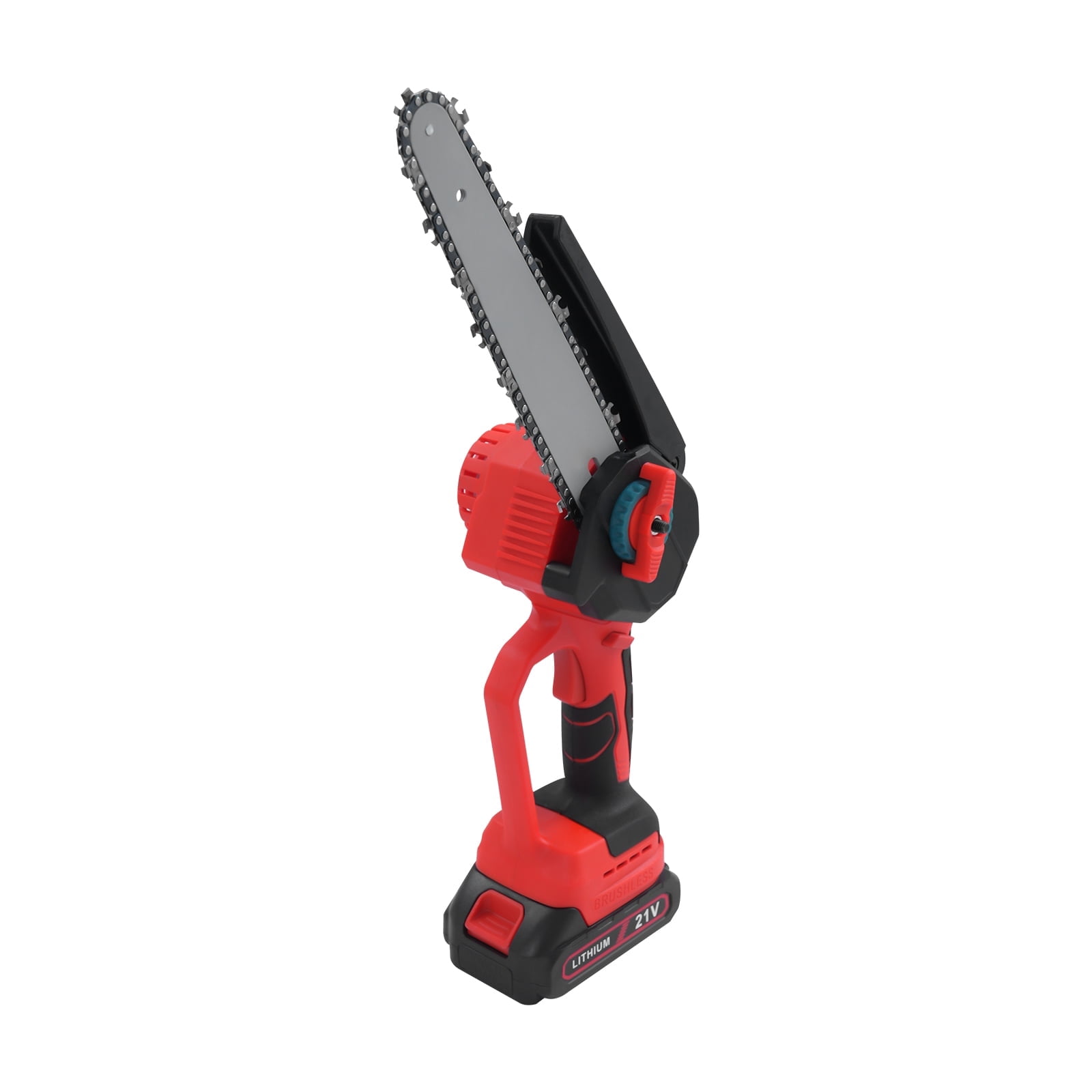 Black & Red 8" Cordless Electric Chainsaw - 1000W Brushless Motor, 4000RPM - Cuts 11.8" Logs - 2x21V Batteries - Ideal for Wood Cutting & Garden Pruning