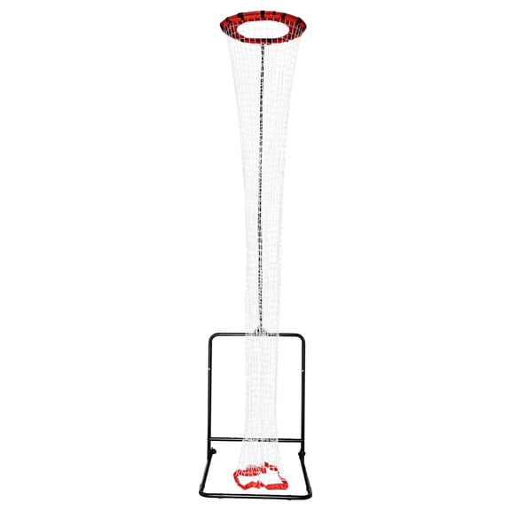 Black & Red Adjustable Volleyball Trainer - 5.58-11ft Height & 0-90° Angle - Professional Knotless Net - Portable with Wheels