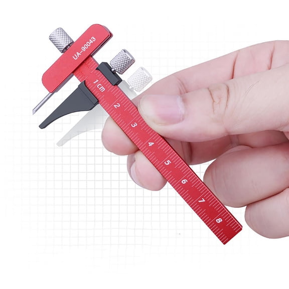 Black/Red Aluminium Alloy Carving Metal Rule Durable, Precision Design for Model Making