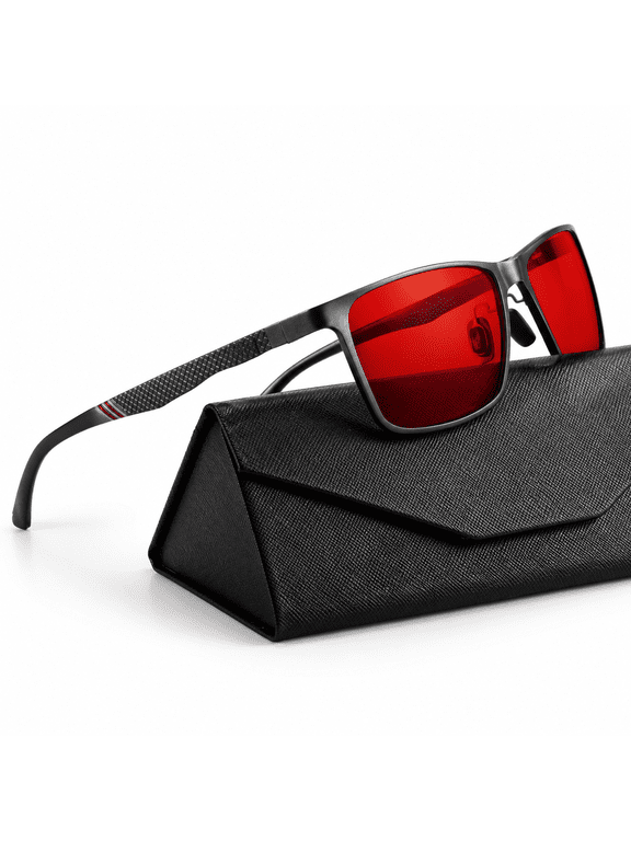 Black/Red Aluminum-Magnesium Alloy Computer Gaming Glasses Blocking