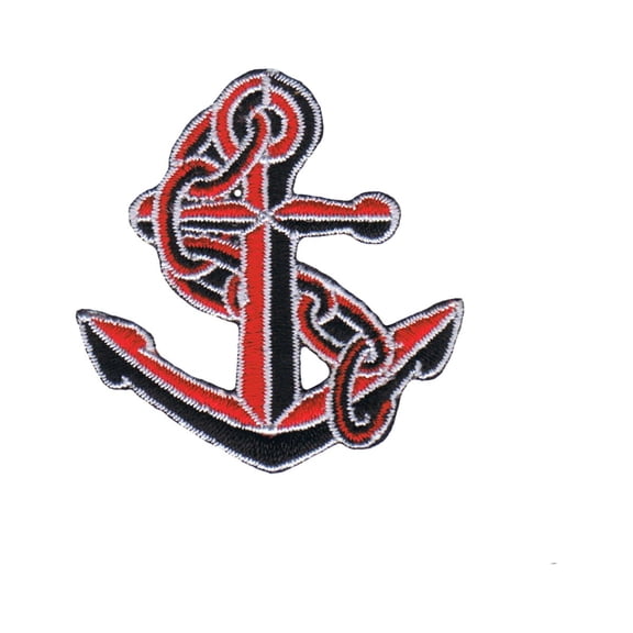 Black Red Anchor Patch Chain Artist ChuckWagon Embroidered Iron On Applique