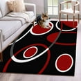 thumbnail image 1 of Black Red Area Rug 3x5 Washable Rug Non Slip White Circle Geometric Abstract Texture Large Area Rug Indoor Floor Carpet for Entryway Bedroom Kitchen Living Room Home Office Dining Room Nursery, 1 of 8