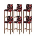 thumbnail image 1 of Black Red Bar Stool Covers Set of 6, White Circle Geometric Abstract Texture Stretch Washable Bar Chair Covers with Backs, Removable Pub Counter Height Chair Cover for Kitchen Dining Room Cafe, 1 of 7