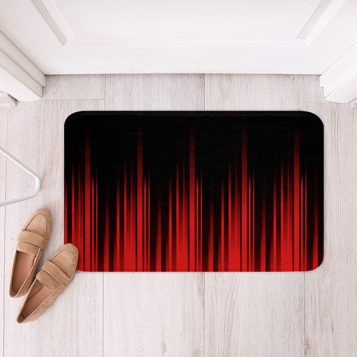 Black Red Bath Rugs Abstract Gradient Stripes Bathroom Rugs Teen ...