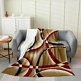 thumbnail image 1 of Black Red Brown Abstract Stripes Bed Blanket Kids Girls Geometric Circle Flannel Blanket Soft Cozy Lightweight Modern Retro Plush Fleece Geometric Blanket Gifts for Couch Bed Office Sofa(40x50 Inches), 1 of 4
