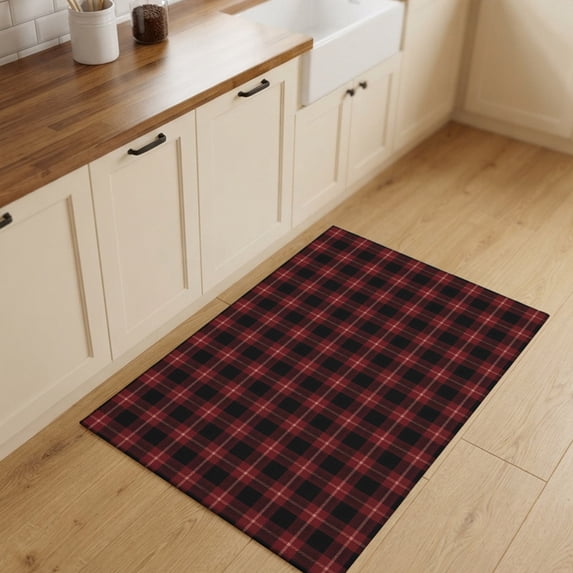 Black Red Buffalo Plaid Entryway Rug 2'x3' Non Slip Front Door Mats, Geometric Classic Checkered Entrance Rugs Indoor Outdoor Carpet, Washable Floor Mats Small Area Rug for Bedroom Kitchen