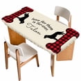 thumbnail image 1 of Black Red Buffalo Plaid Table Cloths for 3 Foot Rectangle Tables, Bones Cute Dogs Pets Patio Waterproof Elastic Fitted Tablecloths, Washable Rectangular Table Cover for Camping, 1 of 8