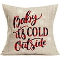 thumbnail image 1 of Black Red Buffalo Plaids Baby It’s Cold Outside Throw Pillow Covers Winter Seasonal Blessing Quotes Christmas Snowflake Cotton Linen Pillow Cover Cushion Cases Cotton Linen 18”x18” Pillowcase, 1 of 4