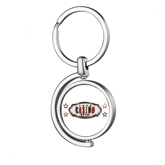 Black Red Casino Signboard Pattern Rotating Keychain Metal Keyring Holder