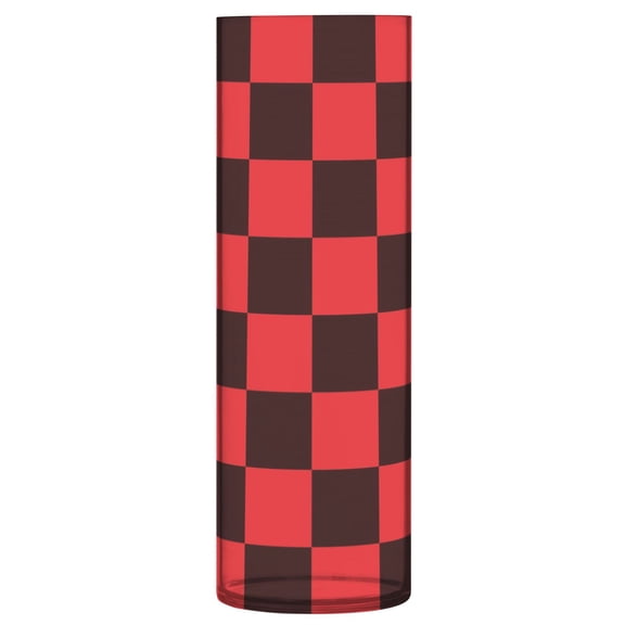 Black Red Checked Pattern Vase Flower Vase Clear Unbreakable Plastic Tall Decorative 11.8in