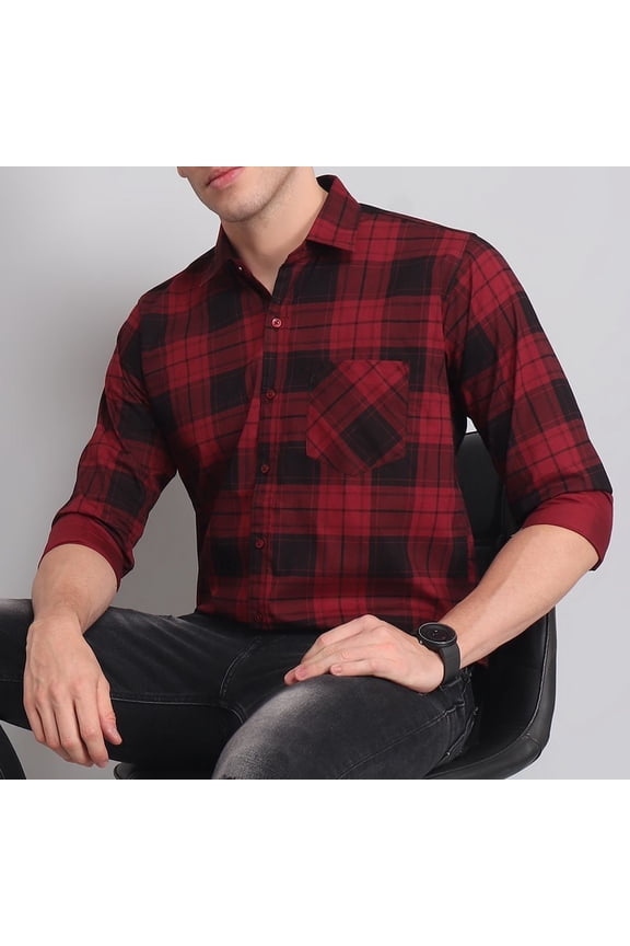 Black Red Checks Men's Shirt