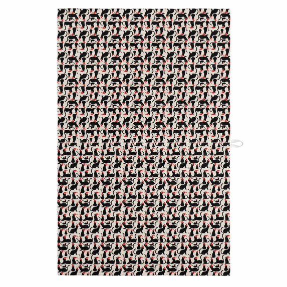 Black Red Christmas 1 Pack Kitchen Towel, Water Absorbent Dish Towel, Xmas Christmas Rustic Decorative Hand Towels - Quick Drying Cloth for Cooking Baking, 18x28 Inch