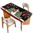 thumbnail image 1 of Black Red Christmas Table Cloths for 6 Foot Rectangle Tables, Snowman Xmas Tree Snowflake Plaid Patio Waterproof Elastic Fitted Tablecloths, Washable Rectangular Table Cover for Camping, 1 of 8