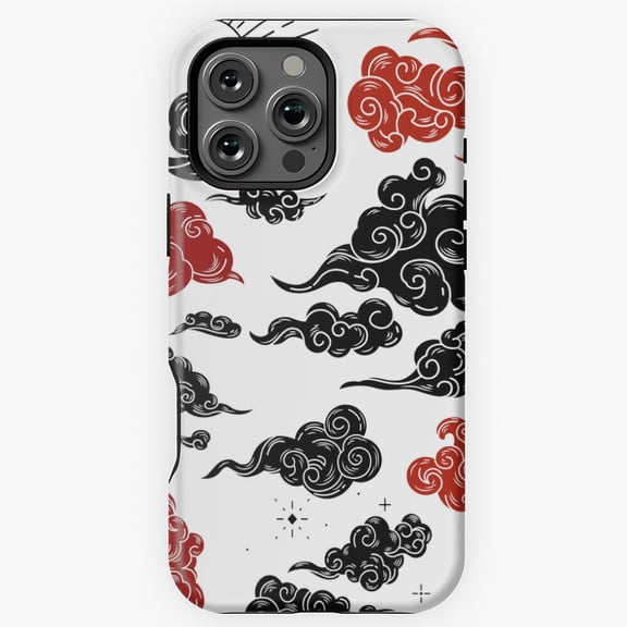 Black Red Cloud Akatsuki Symbol Phone Case for iPhone 16 15 14 13 12 11 Pro Max