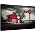 thumbnail image 1 of Black Red Farmhouse Wall Art Barn Windmill Pictures Rustic Wall Decor Country Old Farm Canvas Painting Vintage Black and White Nature Landscape Artwork for Living Room Bedroom Kitchen 12x16", 1 of 6