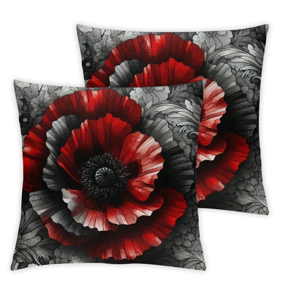 Black Red Flower Decorative Square Throw Couple Cushion Cases Home Decor for Sofa Bedroom Car,Multi-Size