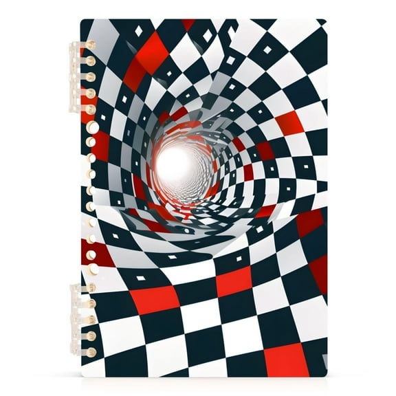 Black Red Geometric Illusion Spiral Journal Notebook College Ruled Notebook 8.3" x 5.7" A5 Lined Thick Paper Page