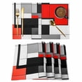 thumbnail image 1 of Black Red Geometric Placemats Set of 6 Red White Abstract Art Modern Place Mats Indoor Wipeable Table Mats Washable Cloth Dining Table Placemats for Kitchen Holiday Party Home Decor 13x19 Inch, 1 of 9