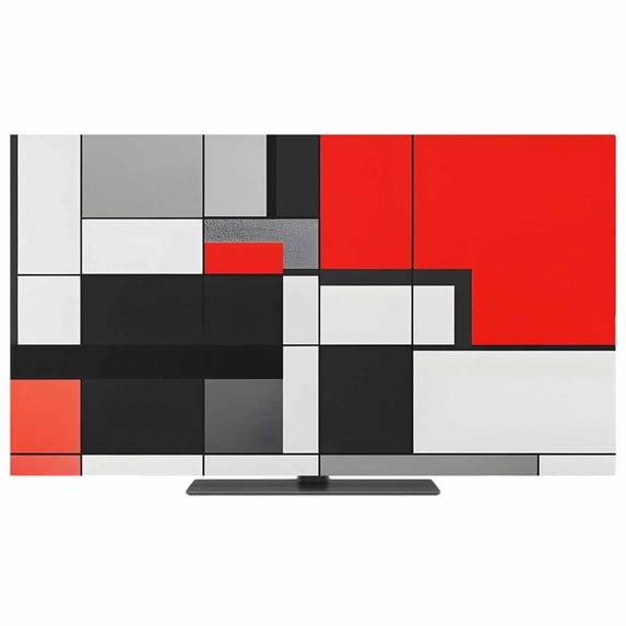 Black Red Geometric TV Dust Cover,Stretchable TV Screen Desktop ...