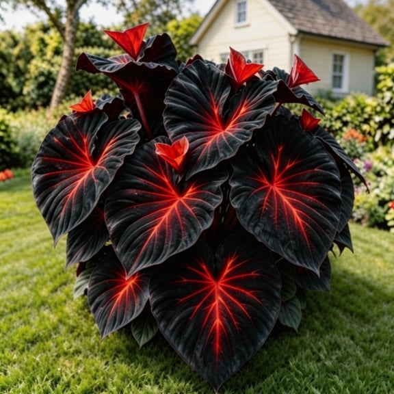 Black Red Giant Elephant Ear (2 Bulbs) Colocasia Esculenta - Beautiful Bulbs,tropical