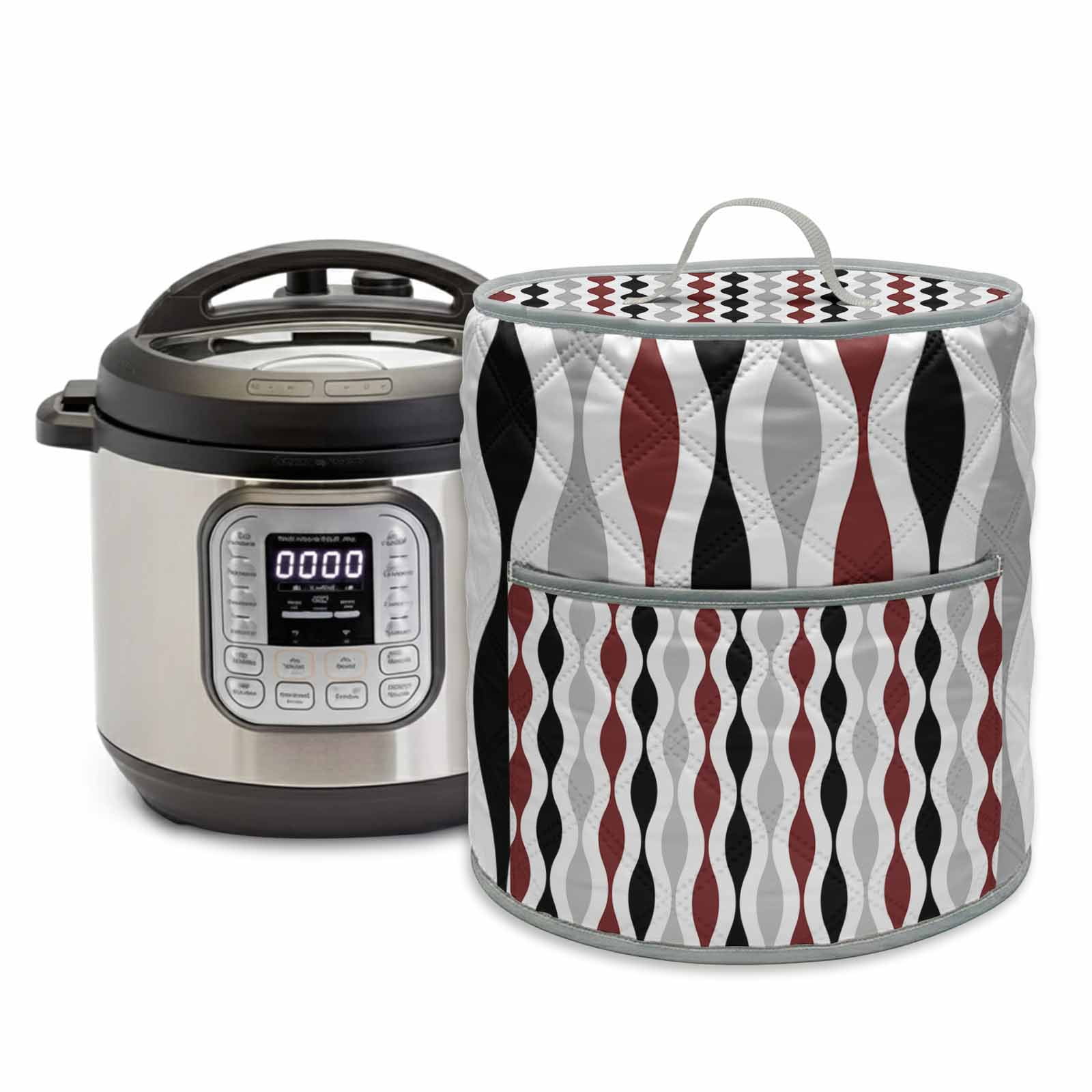 Black Red Gray Pressure Cooker Cover Medieval Print Waves Geometric ...