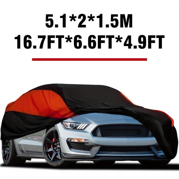 Black&Red L/ XL/ XXL Full Cover for Sedans, Protects from UV, Dust, Rain, Made with Durable Material