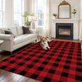thumbnail image 1 of Black Red Large Area Rugs 6x9 ft Buffalo Plaid Checked Washable Rug Non Slip Indoor Carpet Absorbent Floor Mat for Living Room Bedroom Dining Room, 1 of 9