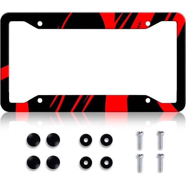 Black Red License Plate Frames, Blood Vessel Aluminum Metal License