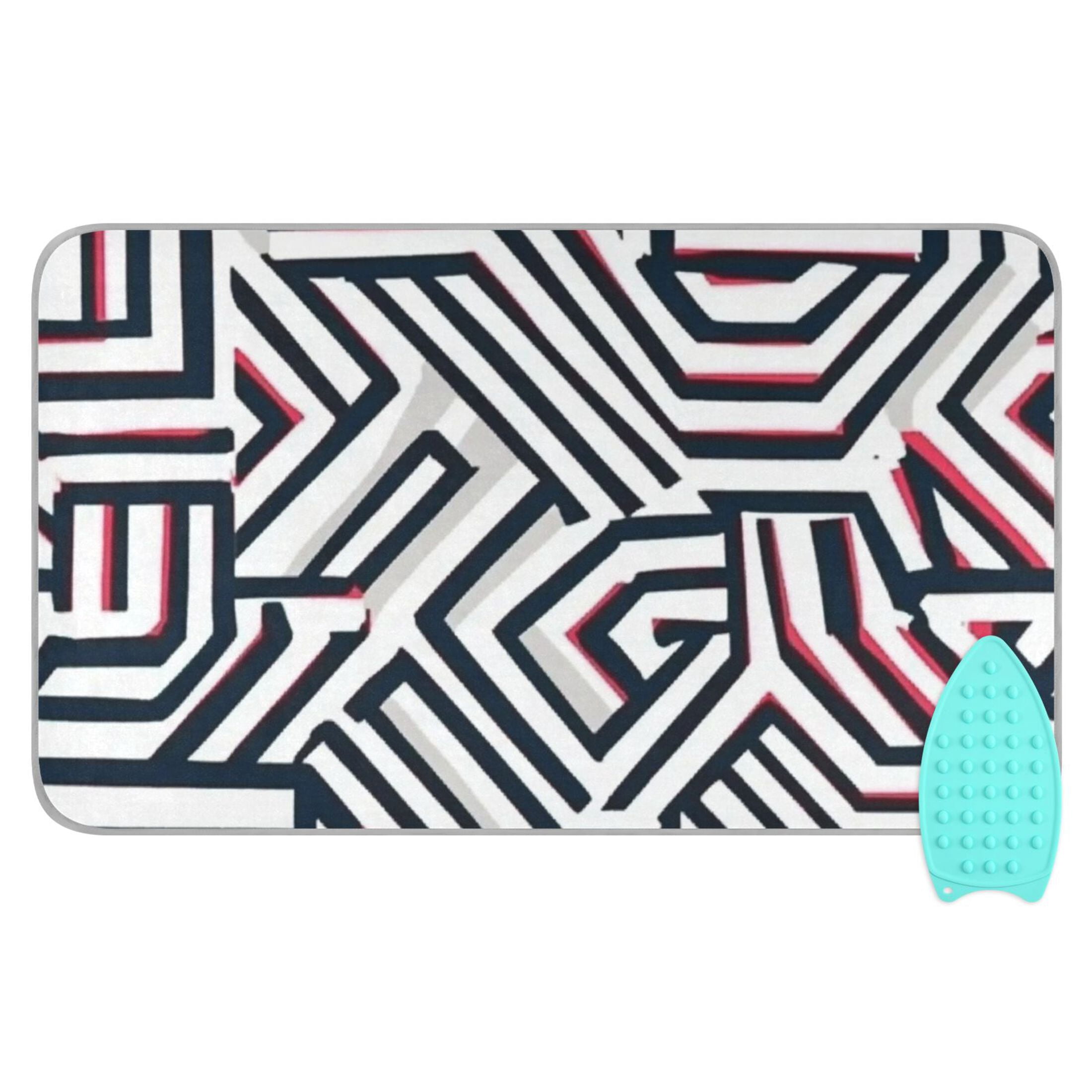 Black Red Lines Geometry Ironing Mat Blanket for Table Top Travel Portable Ironing Board Pad 47.2x27.6 Inch