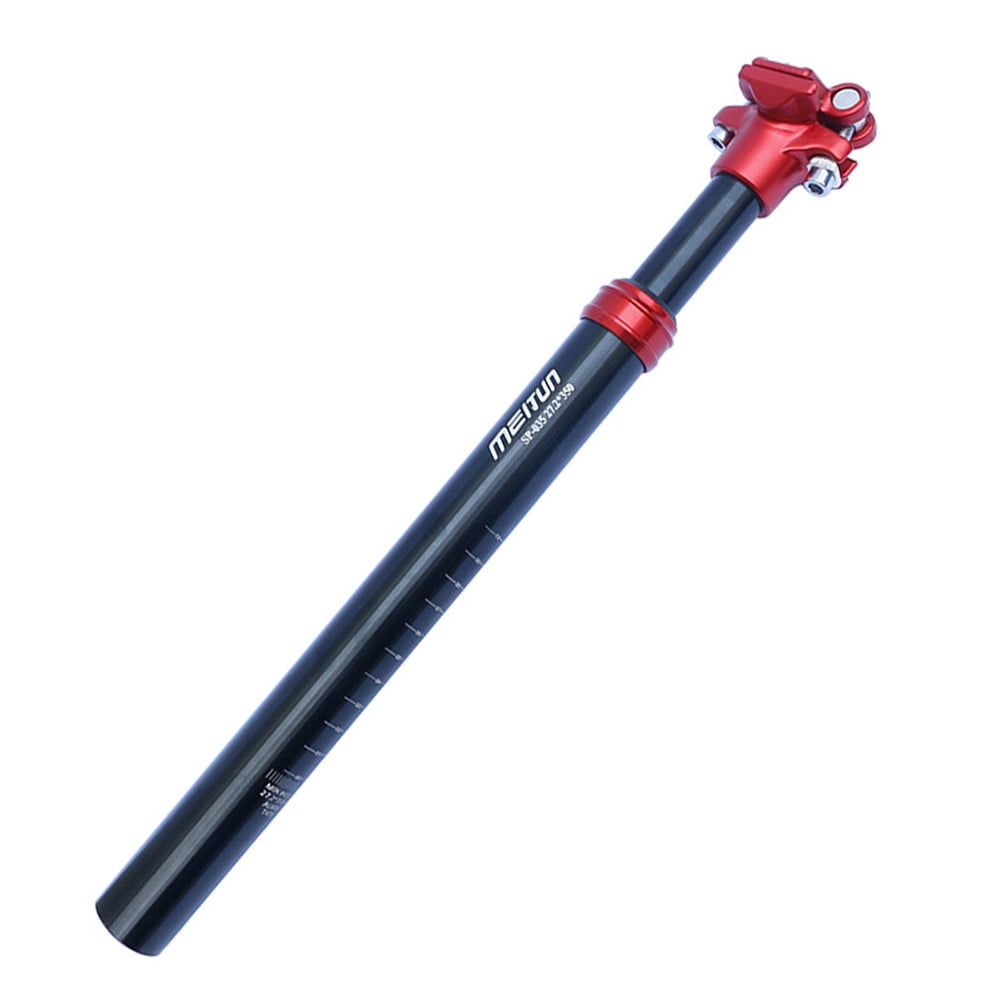 Black + Red MTB Bike Suspension Seatpost, Aluminum Alloy Damping Seat Post, 27.2mm, Mountain