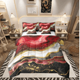 thumbnail image 1 of Black and Red Marbling Bed in a Bag 7pcs Watercolor Stripe Bedding Set, Abstract Marble Queen Size Comforter Set Foil Print Bedding Comforter Sets, Aesthetic Gold Metallic Bed Set Room Decor, 1 of 4
