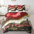 Black and Red Marbling Twin Comforter Set 7Piece Watercolor Stripe