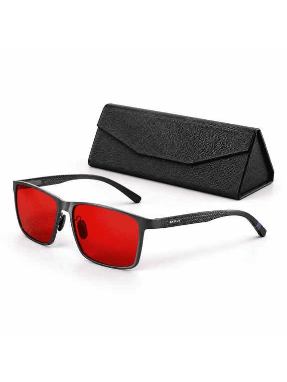 Black/Red Metal Computer Gaming Glasses for Evening Night Screen Use