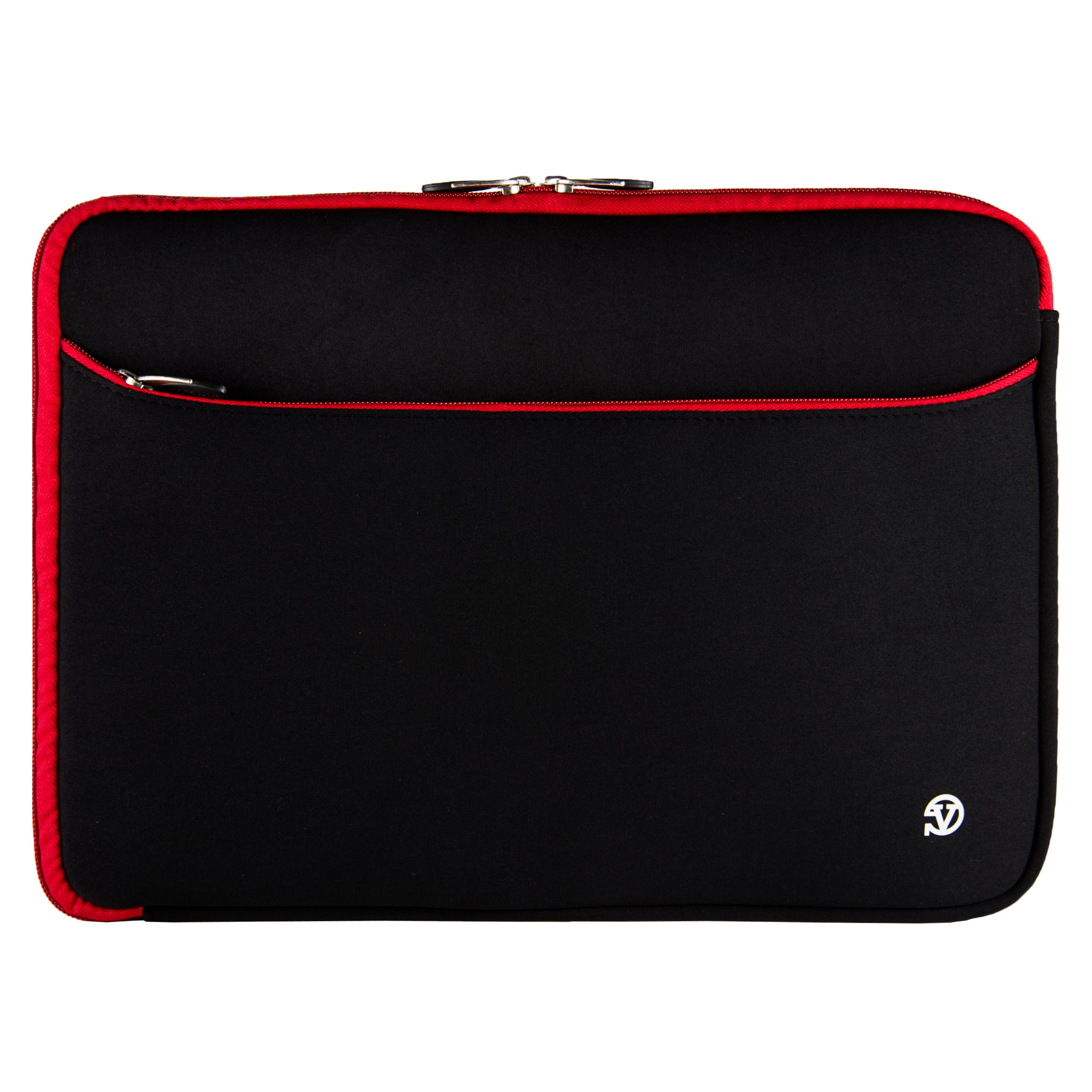 Black & Red Neoprene Laptop Sleeve 14 Inch – Slim Lightweight Protective Case with Zipper, Travel Notebook Cover for MacBook, Dell, HP, Lenovo