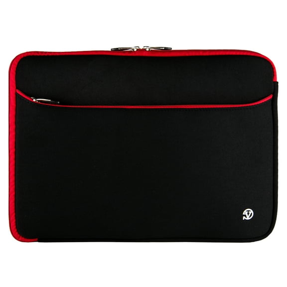 Black & Red Neoprene Laptop Sleeve 14 Inch Slim Lightweight Protective Case with Zipper, Travel Notebook Cover for MacBook, Dell, HP, Lenovo