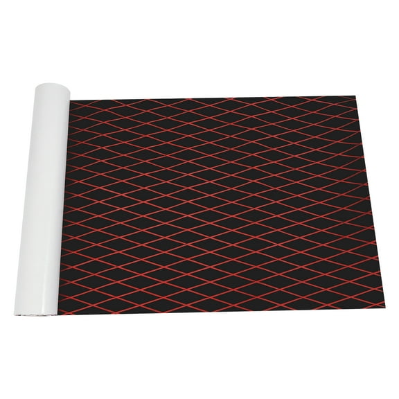 Black+Red Non-Slip Boat Floor Mat, EVA Marine Flooring, 7.87FT * 2.95FT Waterproof Boat Carpet, Self-Adhesive Boat Decking, Fishing Boat Padding, EVA Boat Flooring Mat